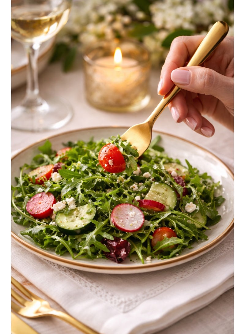 ديسينت ديسنت أورا جولد دزرت فورك سِت أوف 6 | ستينلس ستيل بي في دي جولد كتلري سِت | ميرر فينيش | بريميوم دزرت آند فروت فوركس سِت - Image 3